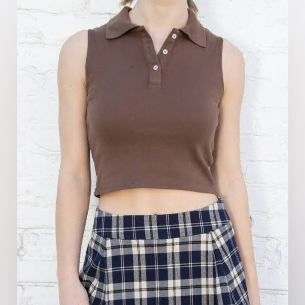 Brandy Melville Brown Collared Tank